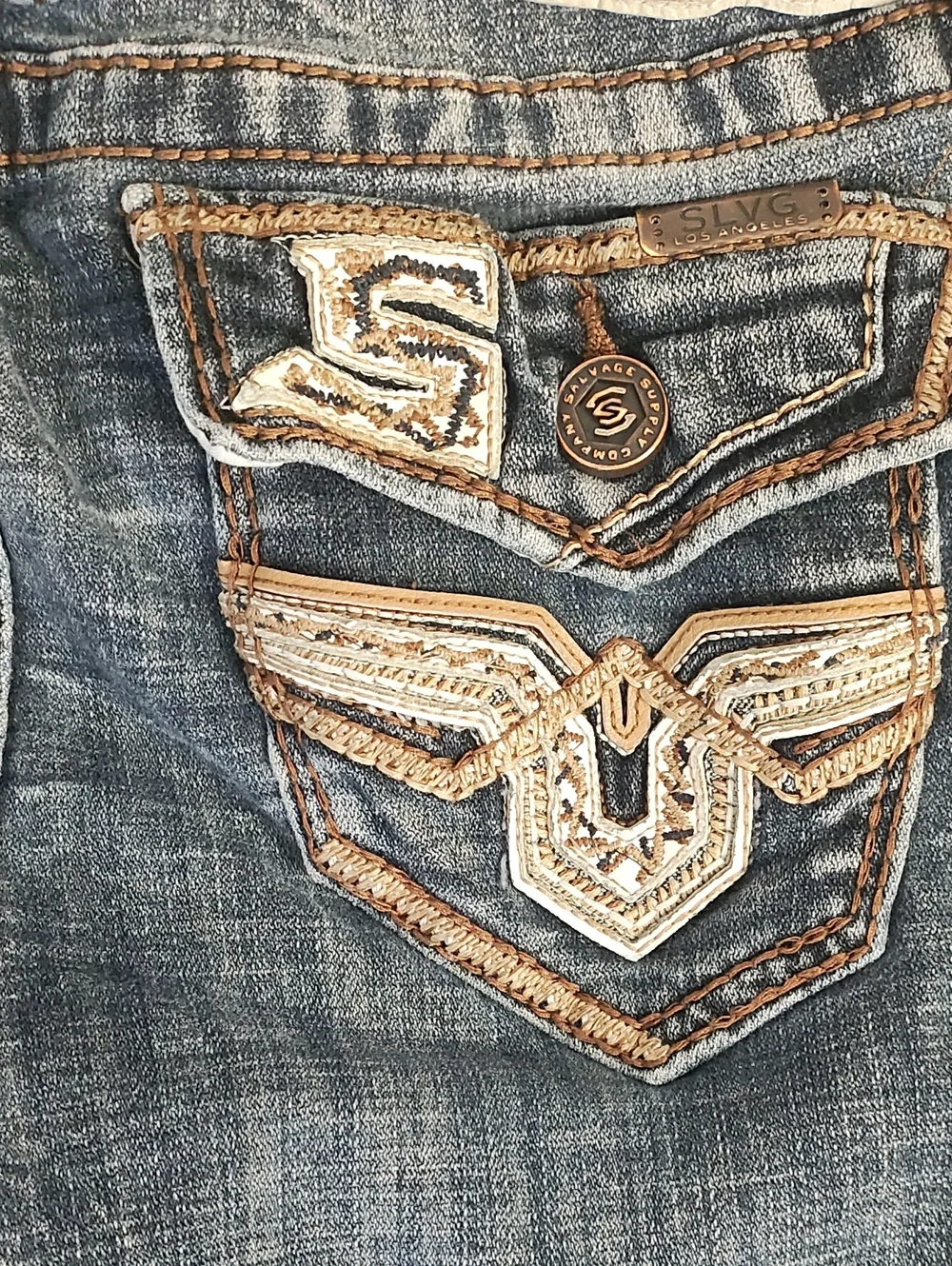 Salvage boys dark denim distressed straight leg jeans